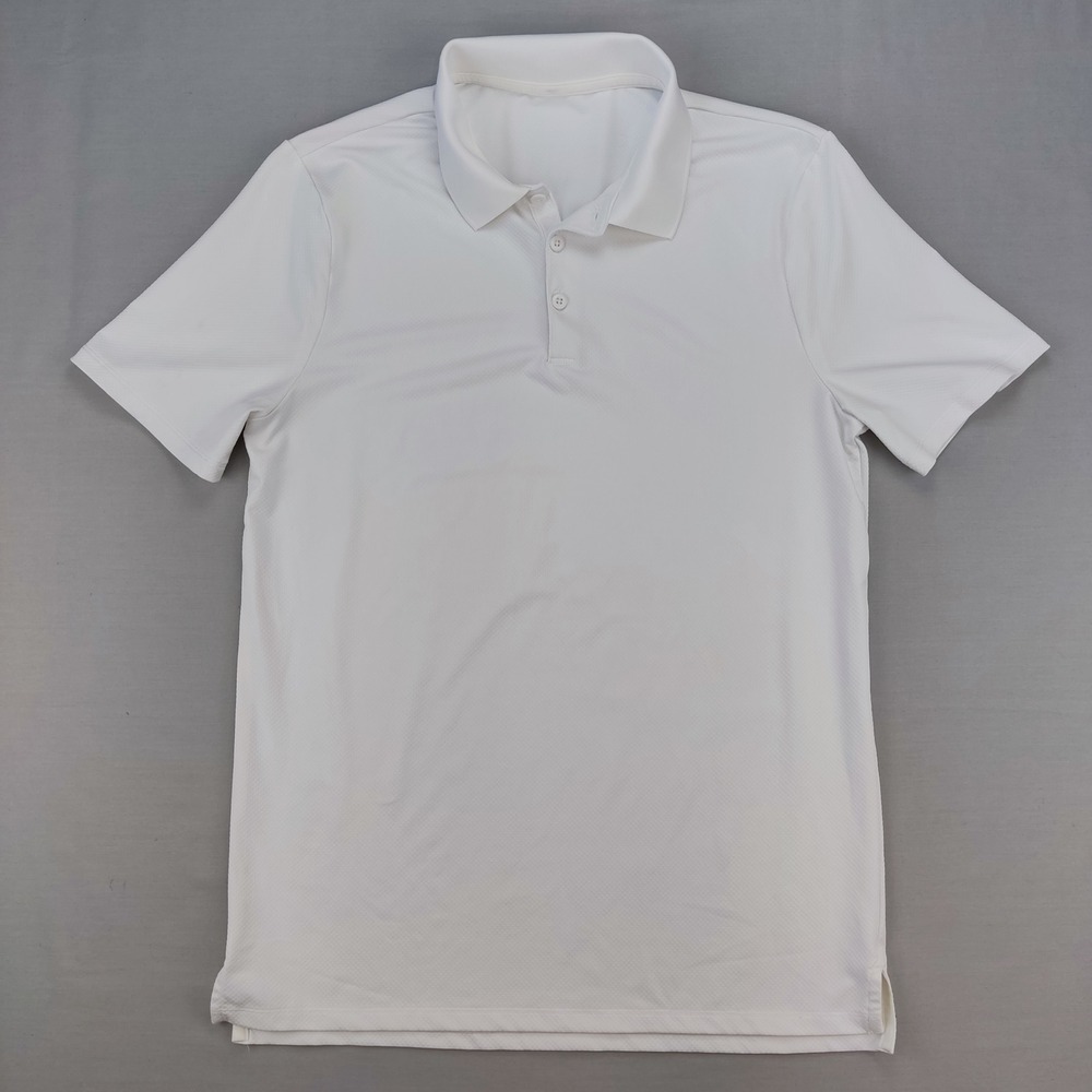Unbranded Polo Shirt Mens M White Short Sleeve Athletic Golf Textured Mesh Top